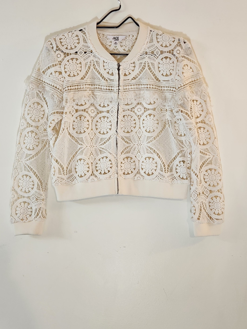 Jack by BB Dakota | Cream Crochet Lace Bomber Jacket